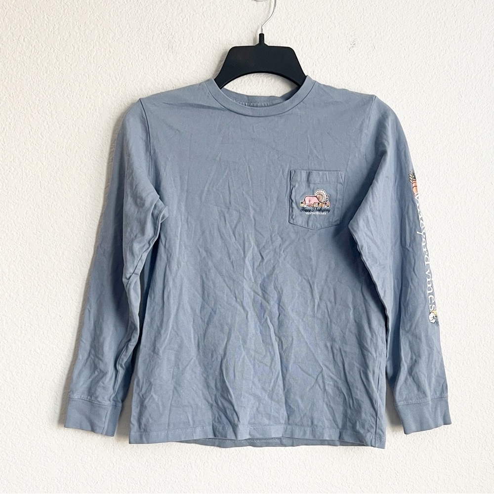 Vineyard Vines Long-Sleeve 2021 Thanksgiving Whale Pocket T-Shirt, Size M